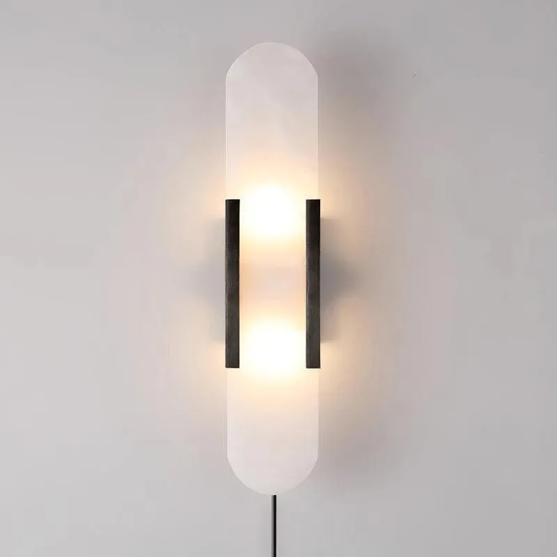Alabaster Elongated Plug In Wall Lamp M135