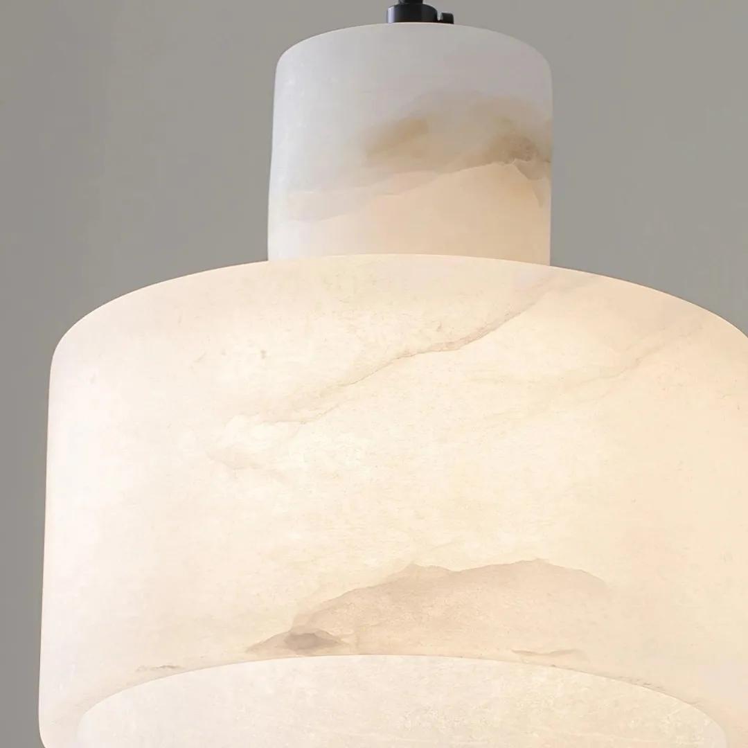 Cylorion Alabaster Pendant Lamp - Modern Minimalist Hanging Light for Dining Room T1158