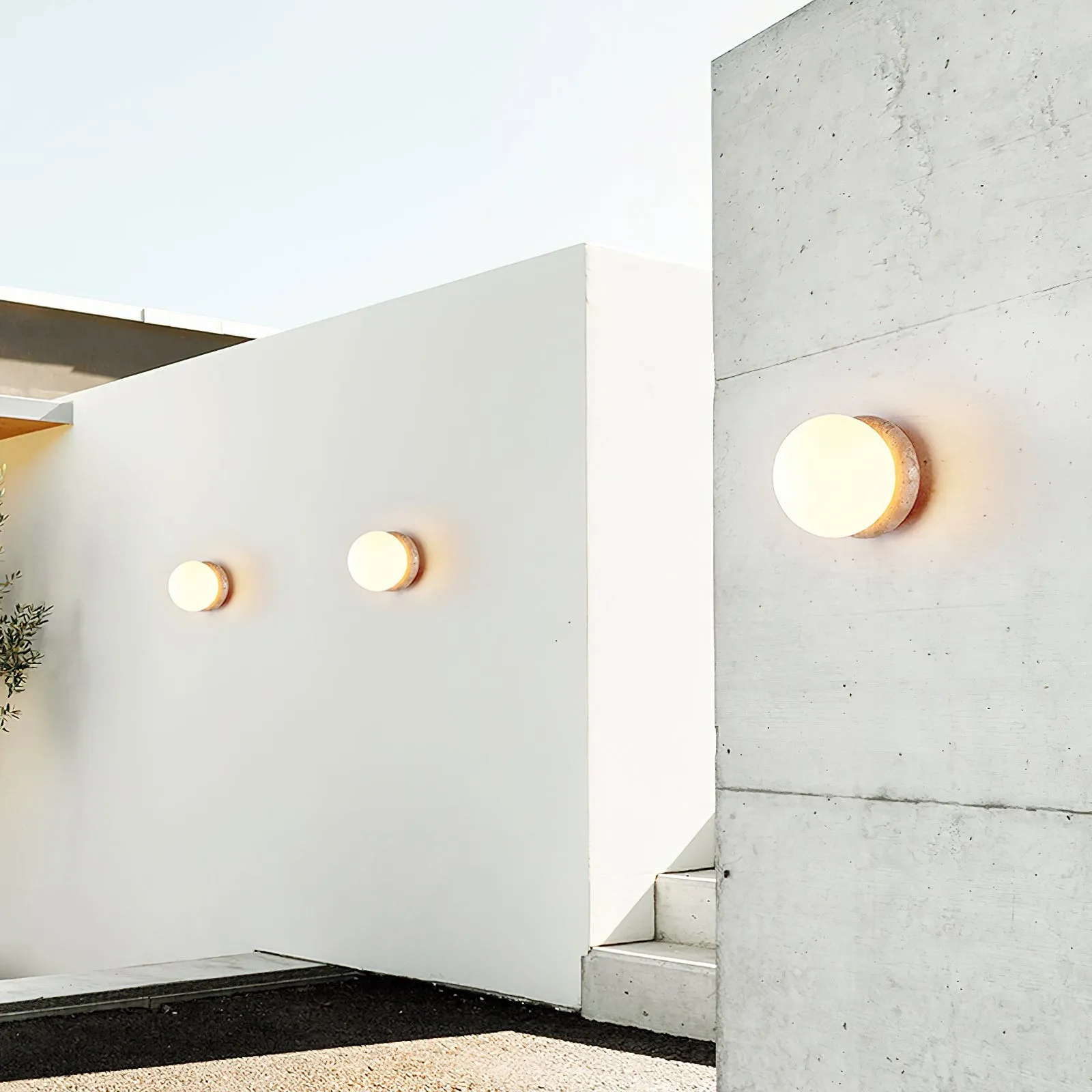 Japanese Style Wabi-Sabi Travertine Spherical Wall Lamp M575