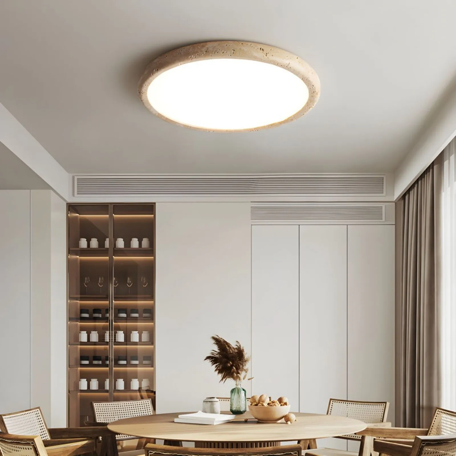 Travertine Disc Flush Mount Ceiling Light - Minimalist Design  Lighting S289