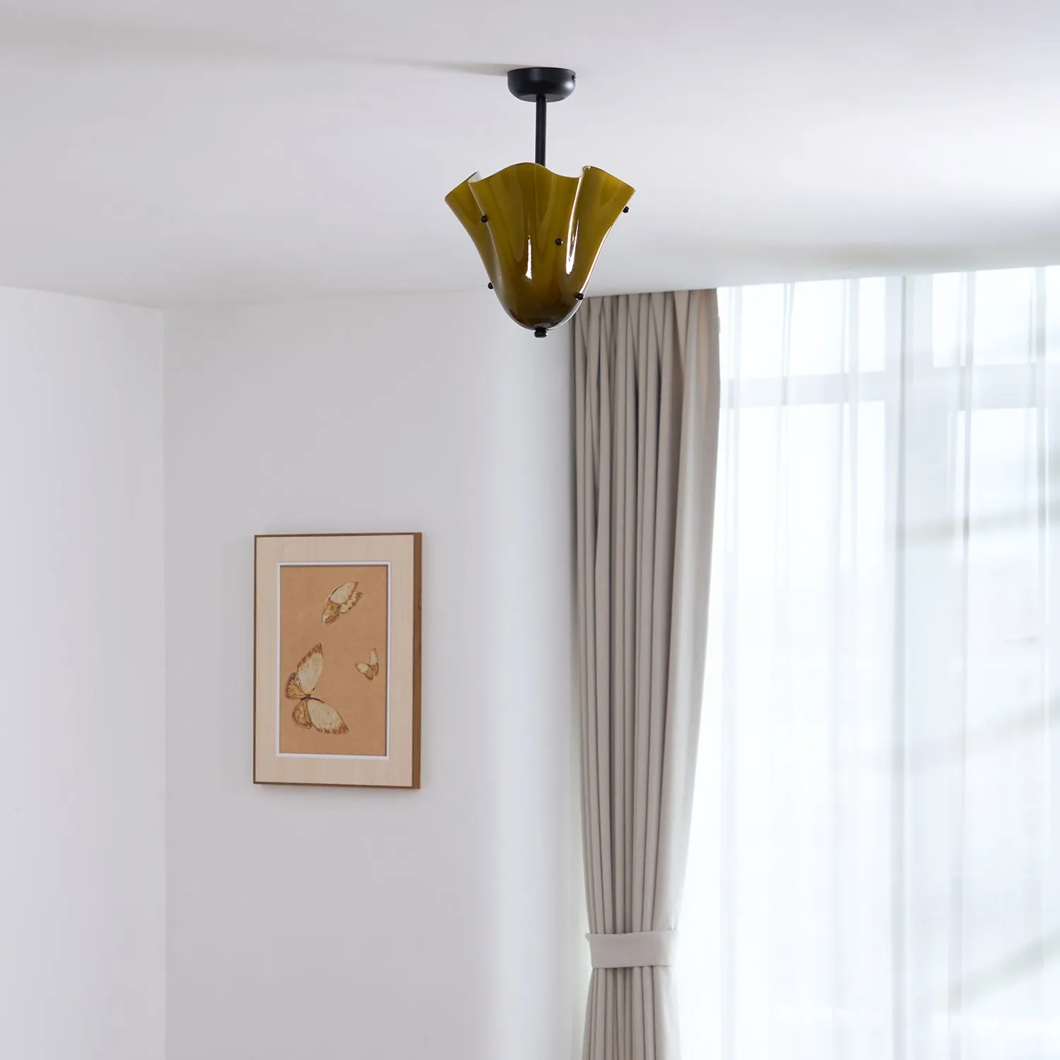 Bellina Petal Fold Glass Ceiling Light - Artistic Fixture for Bedroom T282