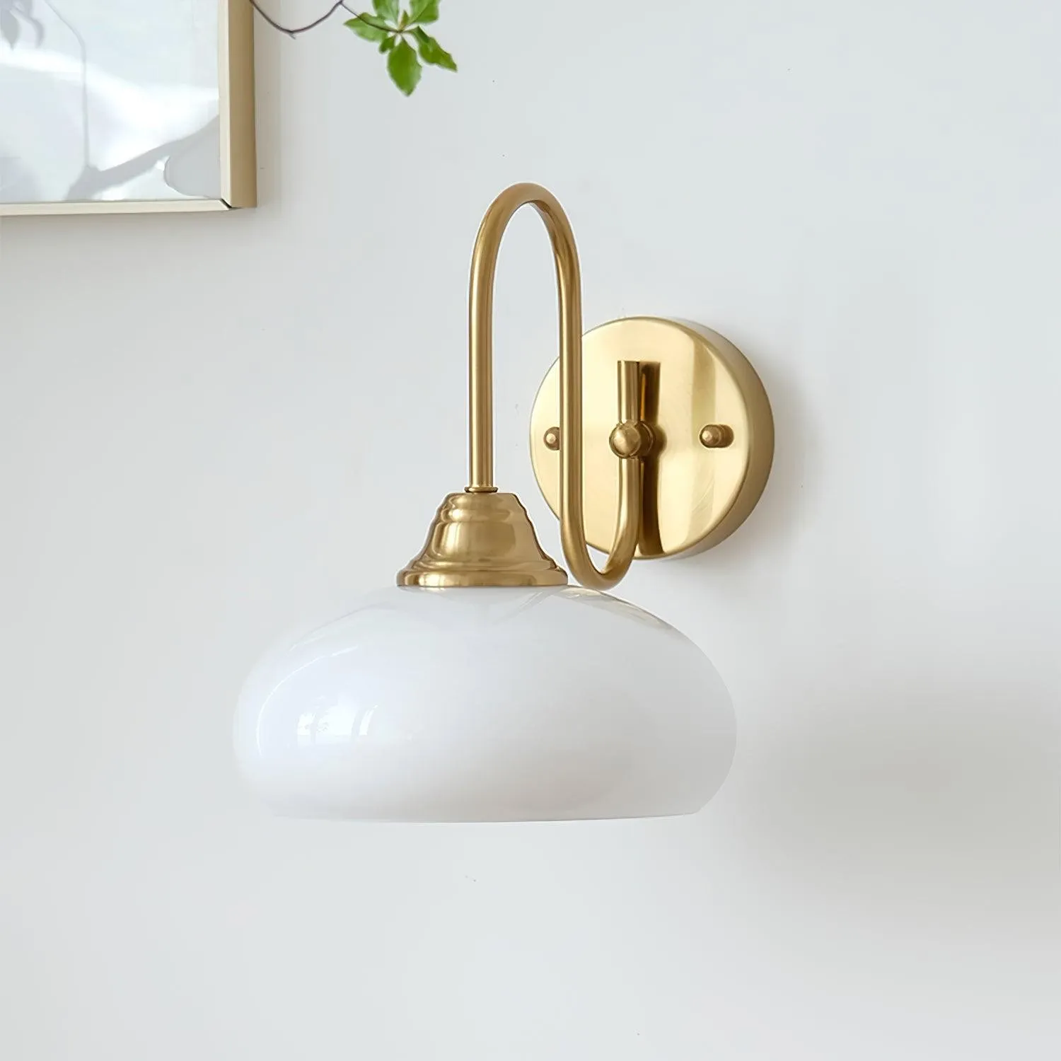 Bauhaus Wind Cream Glass Shade Metal Curved Pole Wall Sconce G45