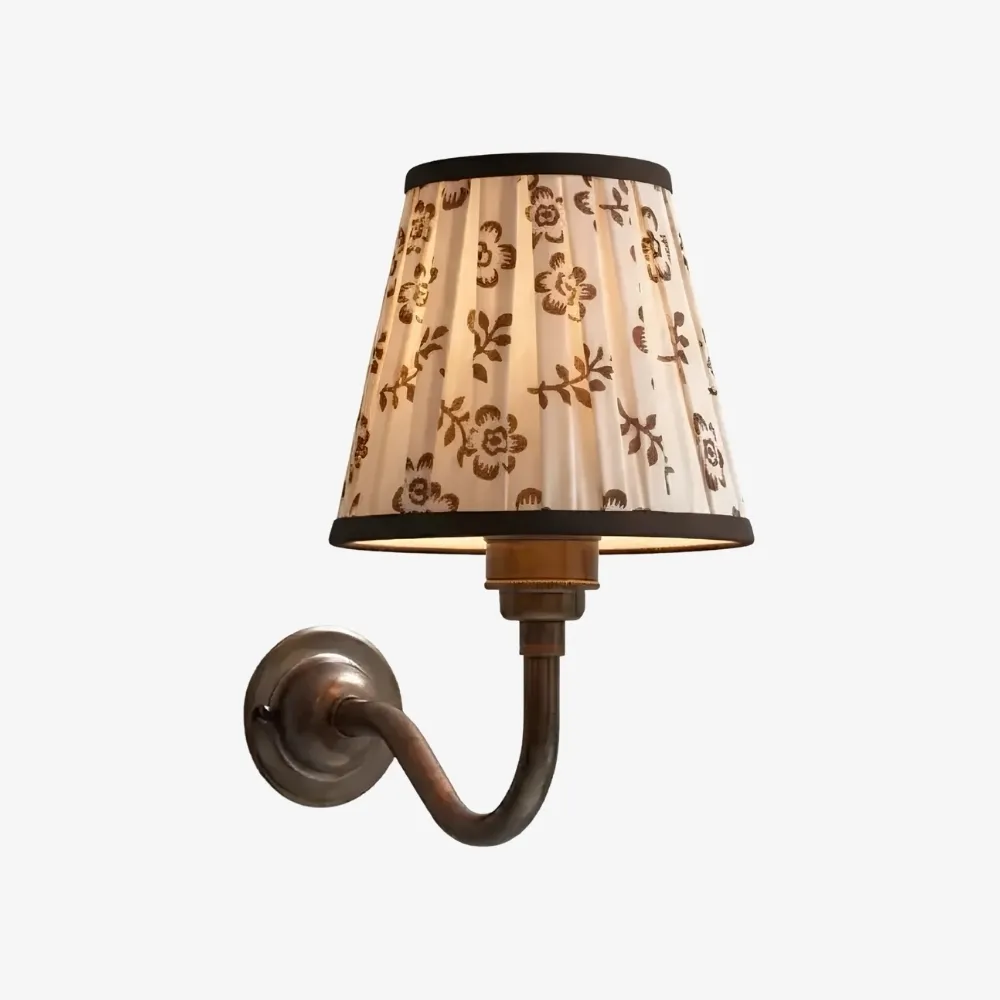 Cottaloy Vintage Fabric Curved Arm Wall Lamp for Living Room or Bedroom T2249