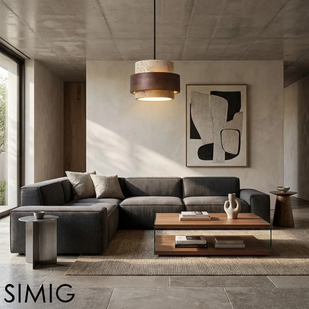 Travertine Drum Minimal Pendant - Kitchen Island Light M169