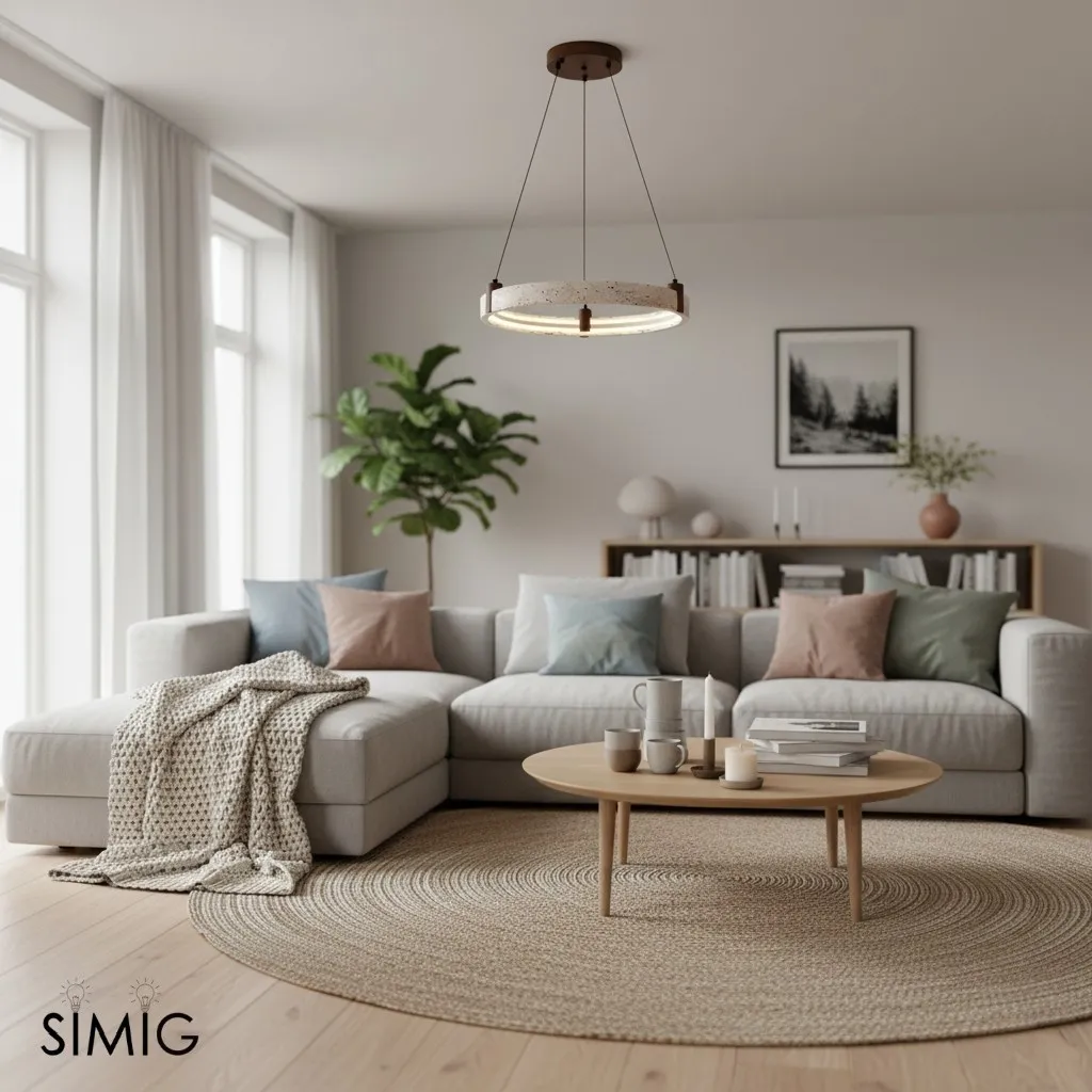 Simple Circular Travertine Pendant Lamp G29