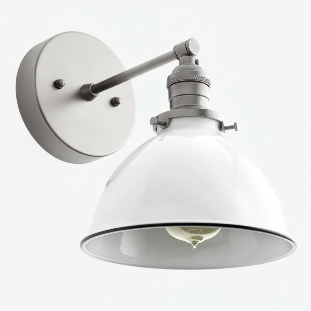 Conique Metal  Wall Sconce - White Metal Shade - Industrial Modern Lighting T307