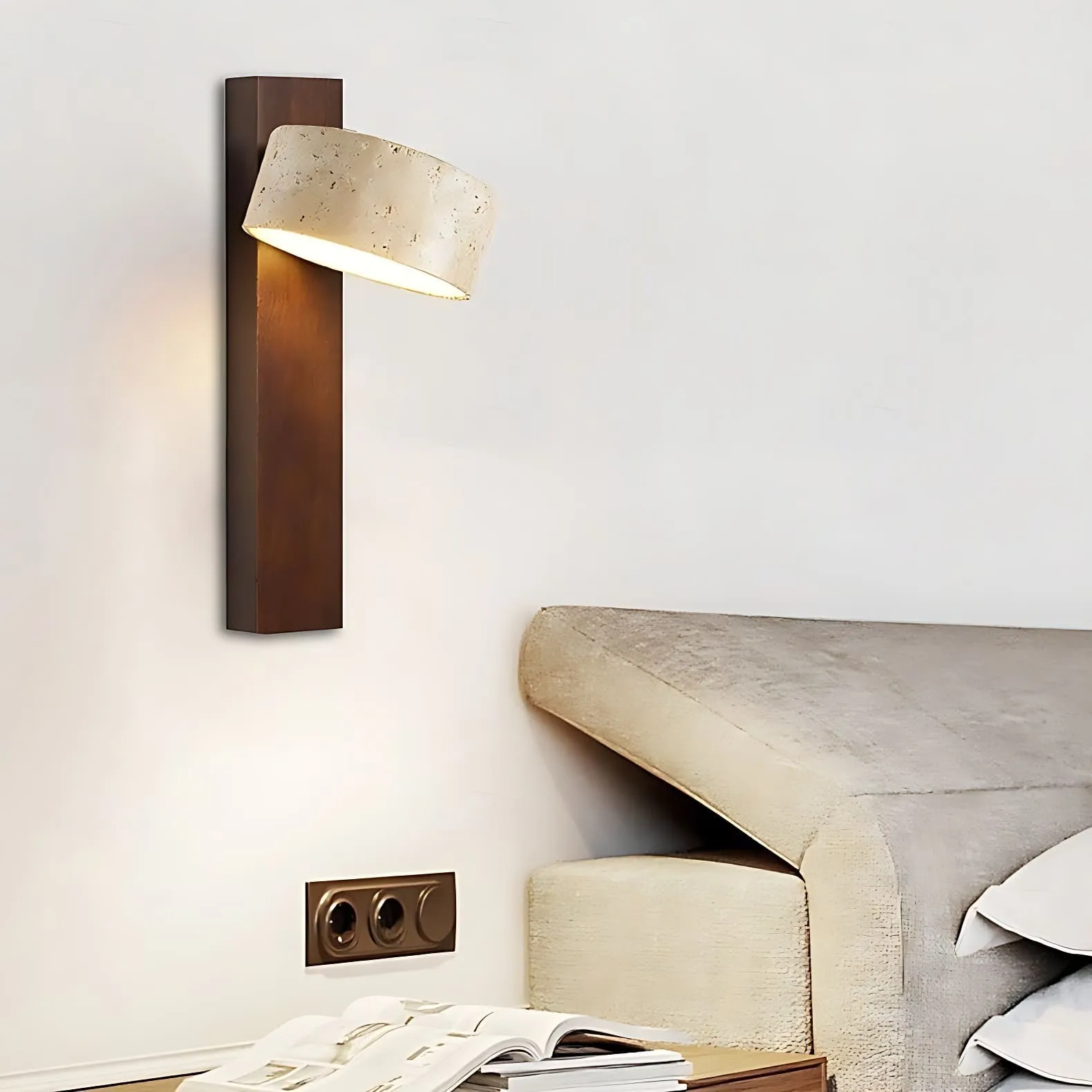 Travertine Cylinder Shade Lamp - Vintage Wall Sconce for Hallway M13