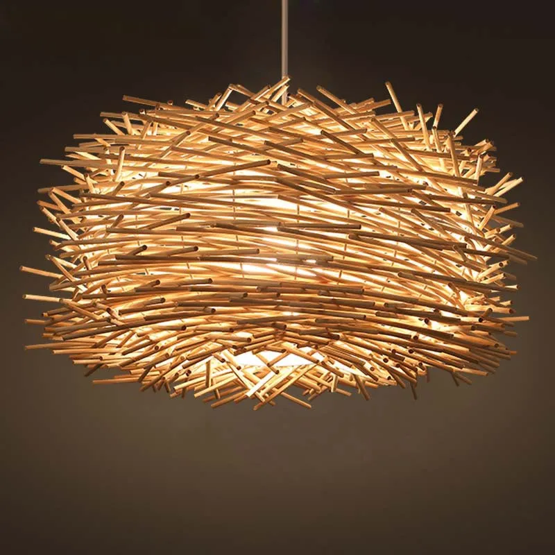 Simple Bird's Nest Creative Rattan Pendant Light
