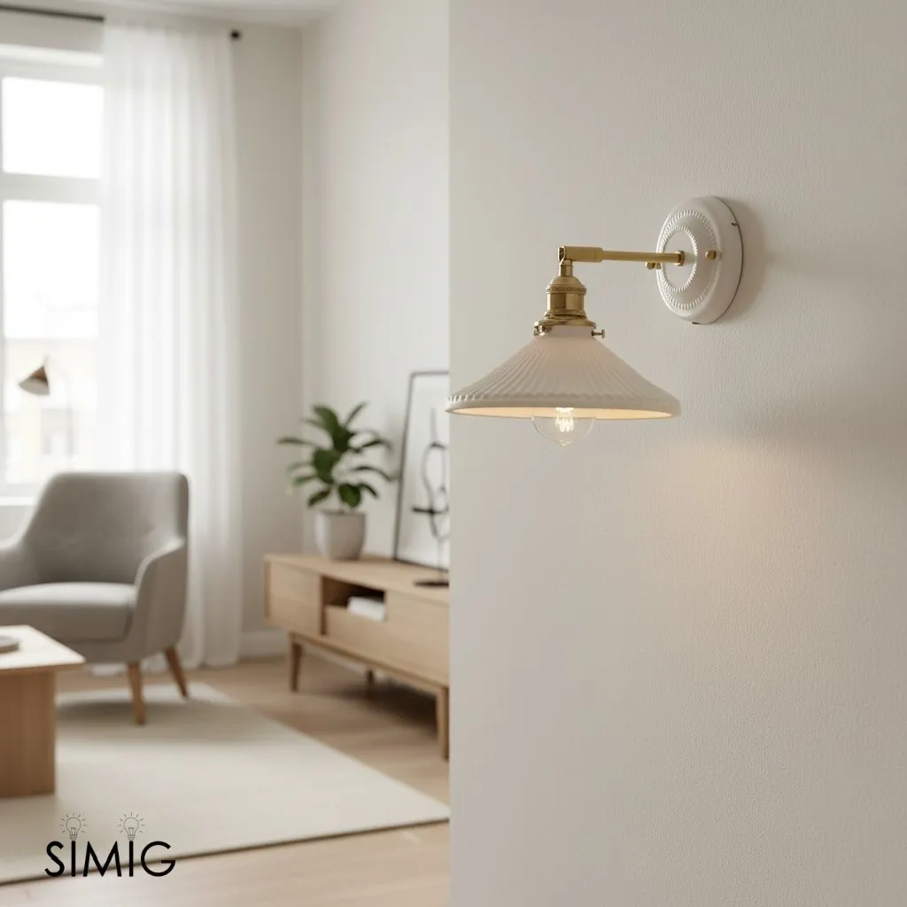 Vintage Ceramic & Brass Wall Sconce – Elegant Lighting for Bedrooms & Hallways T265
