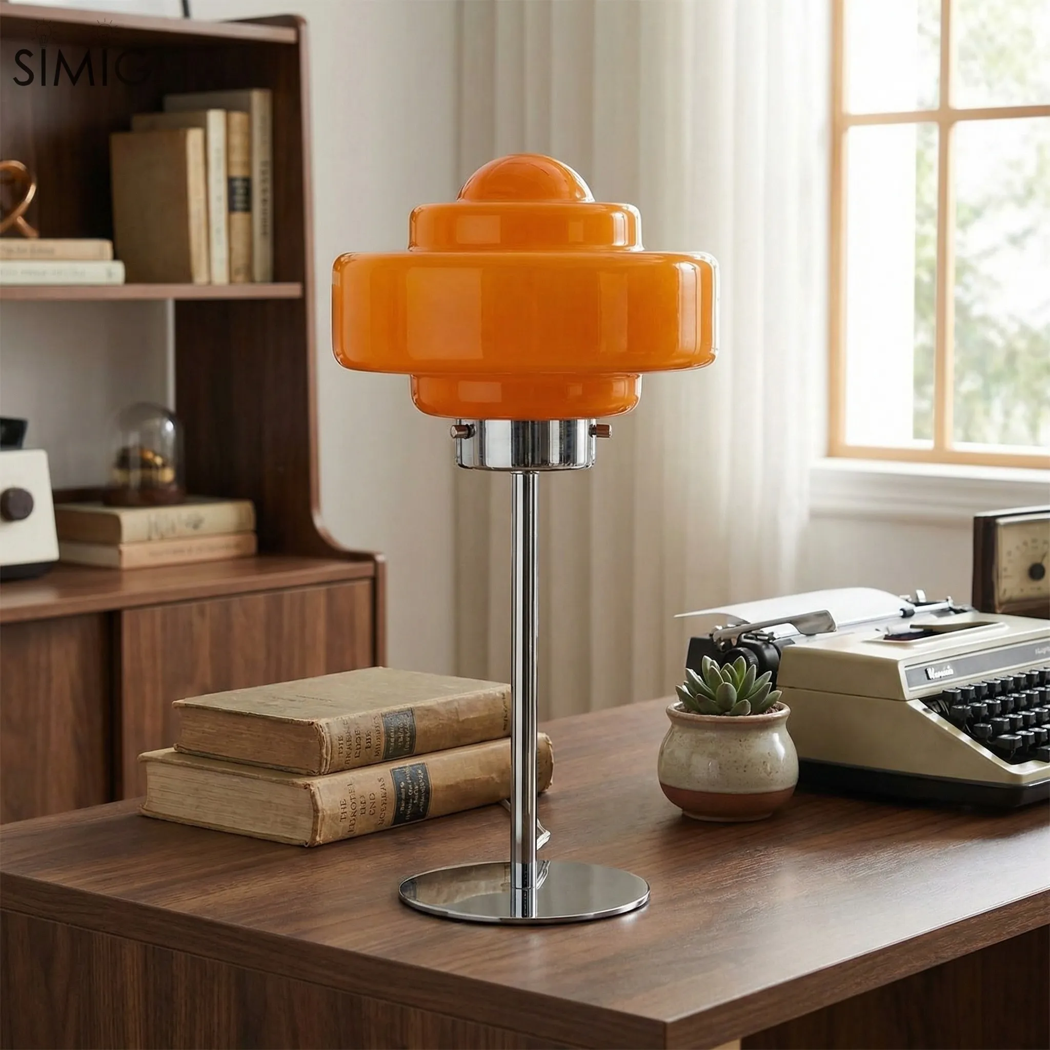 Modern Colored Glass Table Lamp – Retro Futuristic Accent for Living Room S391