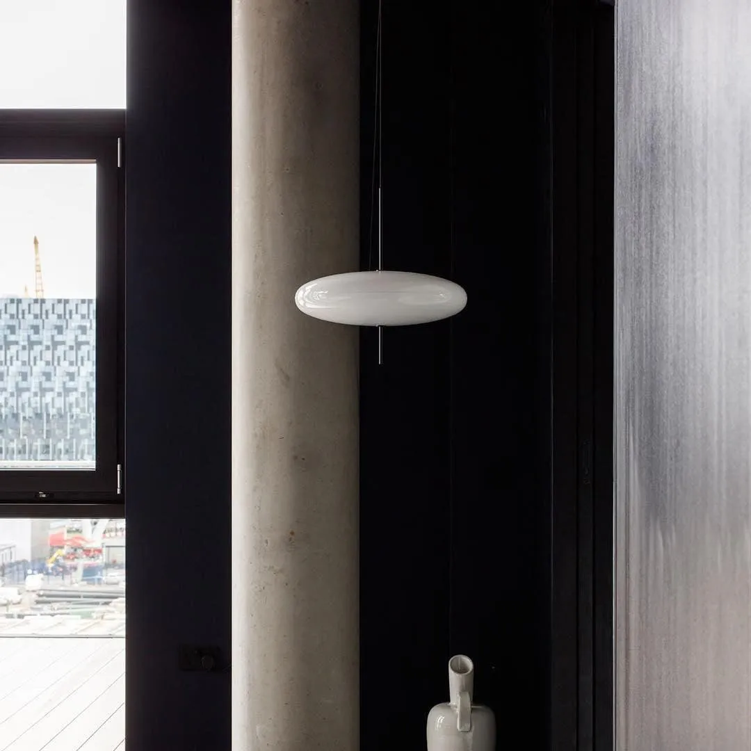Modern Oval Pendant Light – Metal and Acrylic Pendant Lamp for Living Room