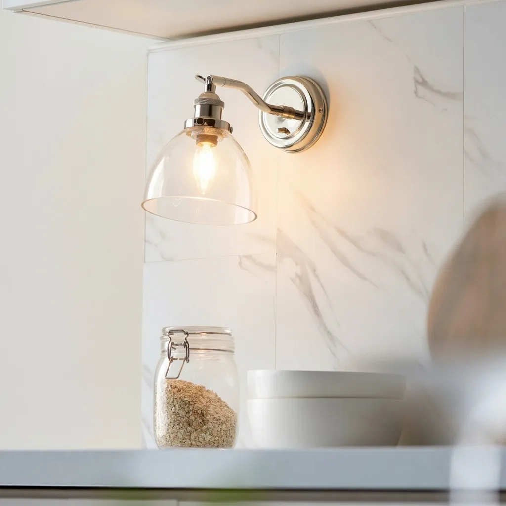 Novera Wall Light Collection - Glass Shade Finishes in Brass Silver Nickel Copper – Residential and Boutique Hospitality T838