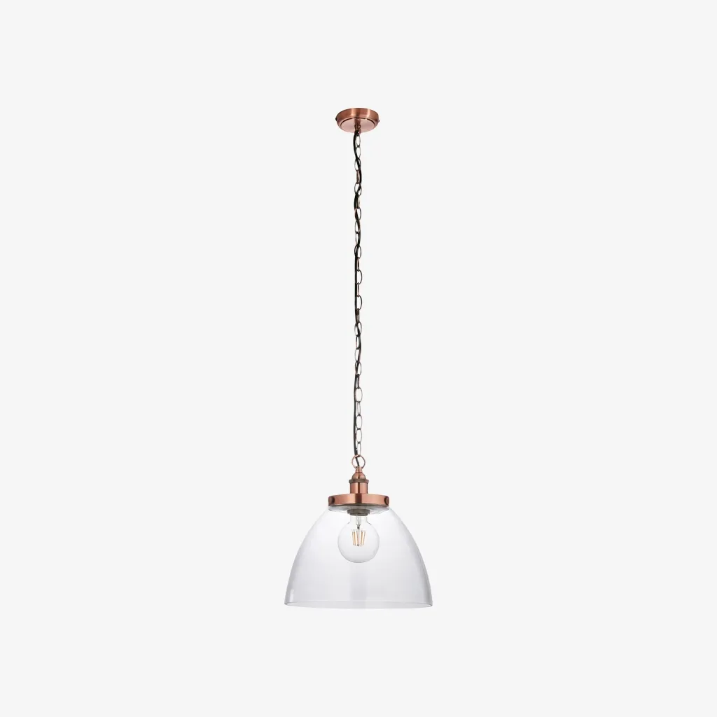 Novera Art Deco Dome Adjustable Height Glass Shade Pendant Light for Living Room T1008