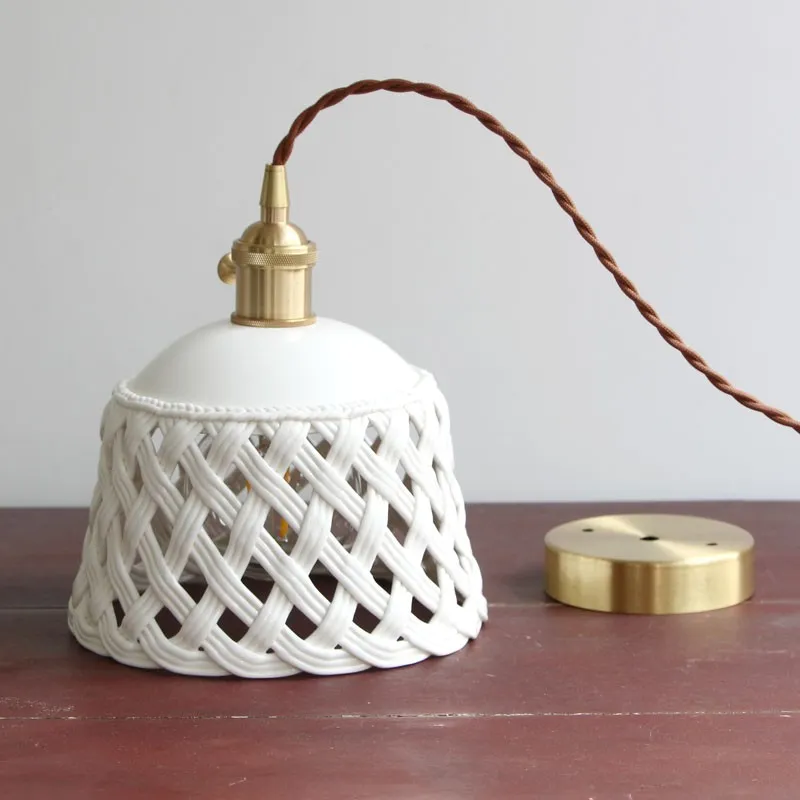 Modern White Ceramic Pendant Light  E27 Light For Living Room