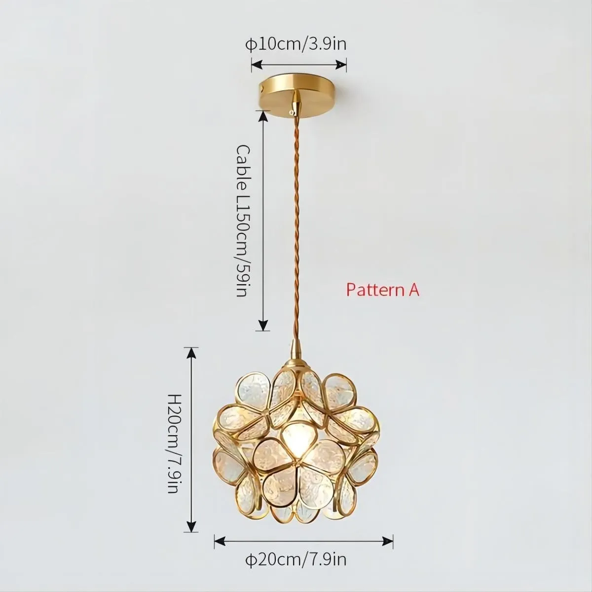 Nordic Brass Flower Petal Glass Pendant Light S10