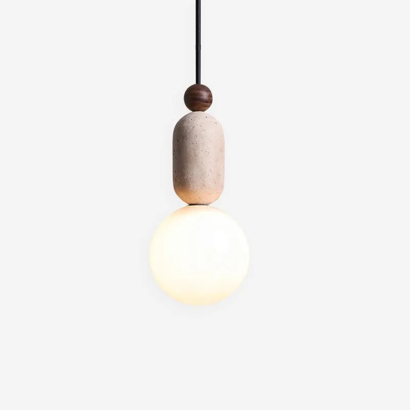 Wabi Sabi Travertine Glass Ball Pendant Light G17