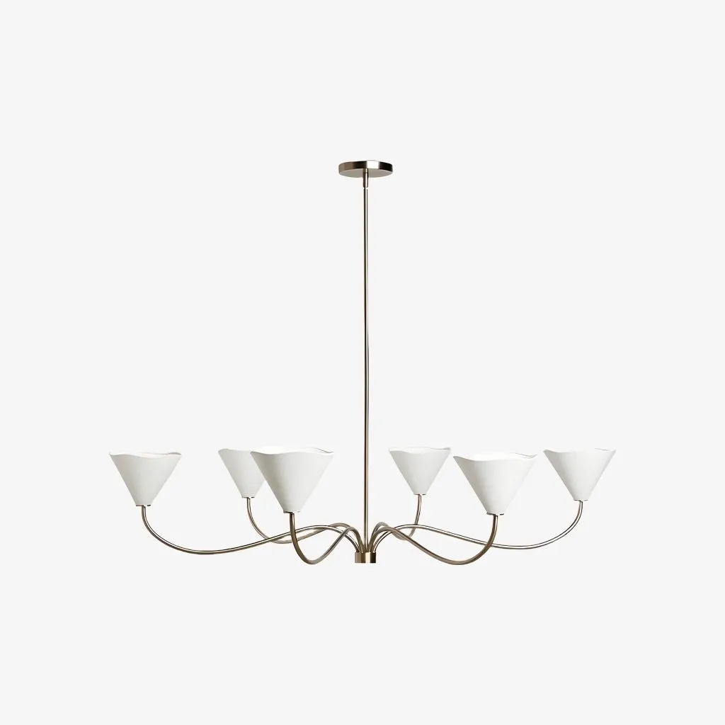 Kysara Linear Chandelier - Curved Lamp Arms and Fabric Shades are Suitable for Living Rooms or Dining Rooms T706