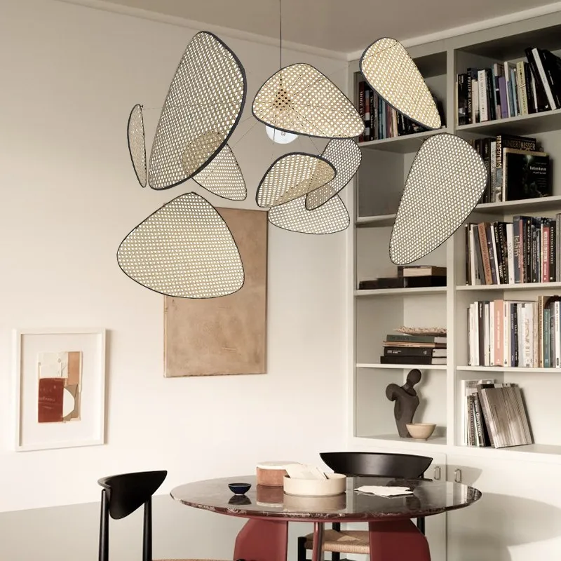 Screen Cannage Pendant Light - Woven Rattan Design for Living Room