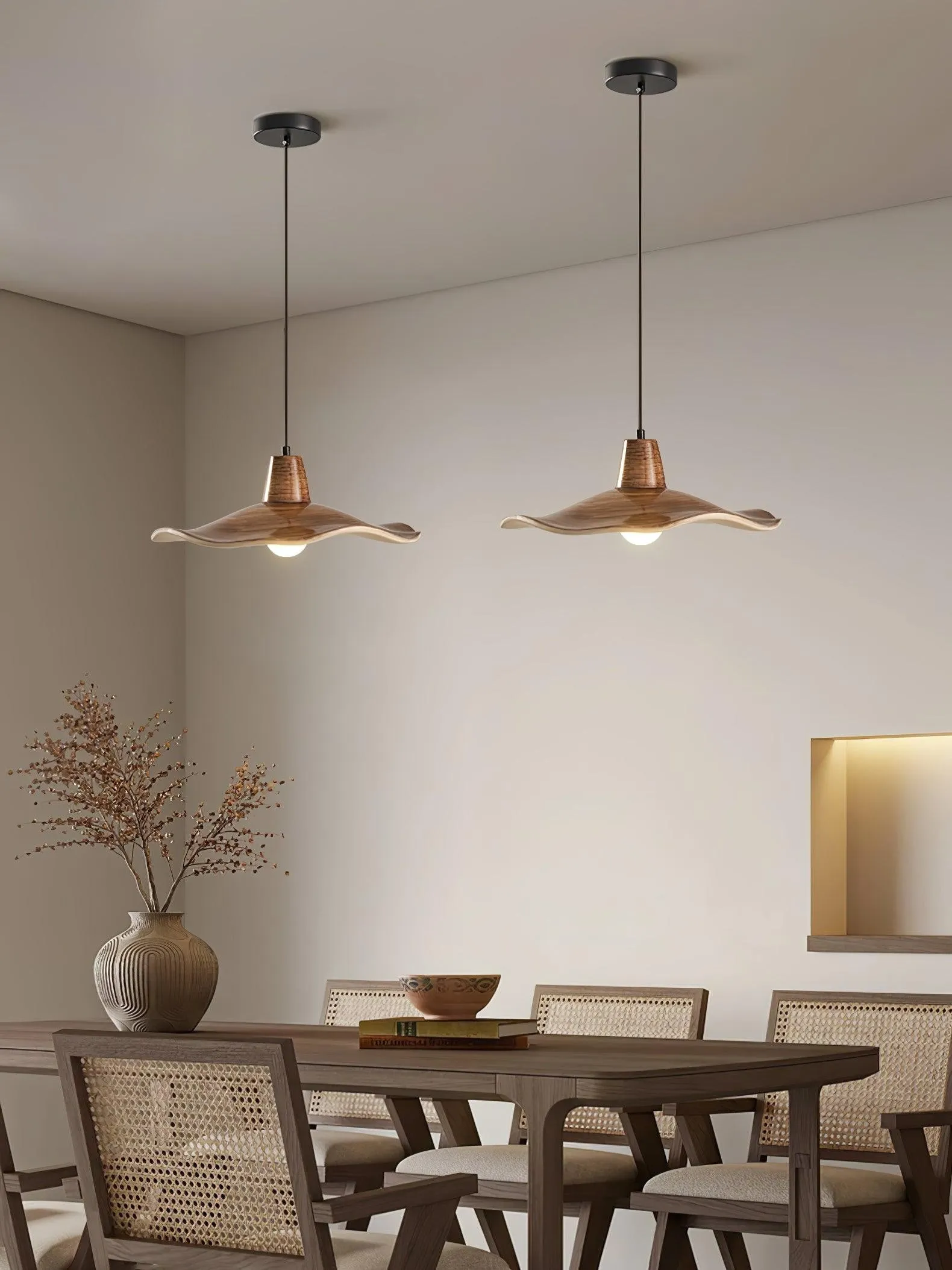 Black Imitation Walnut Wood Grain Kitchen Pendant Lamp M492