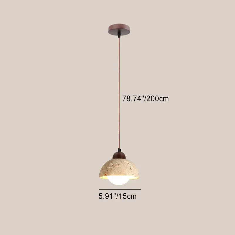 Natural Stone Wood Pendant Light - Minimalist Japanese Dining Lamp M08