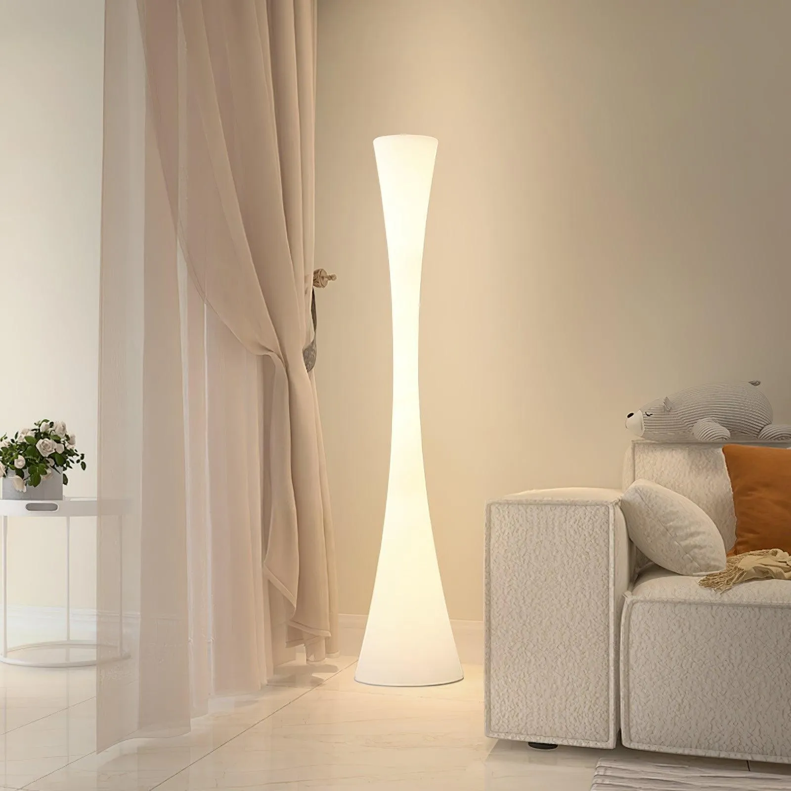 Romantic Simple White Column Floor Lamp G06