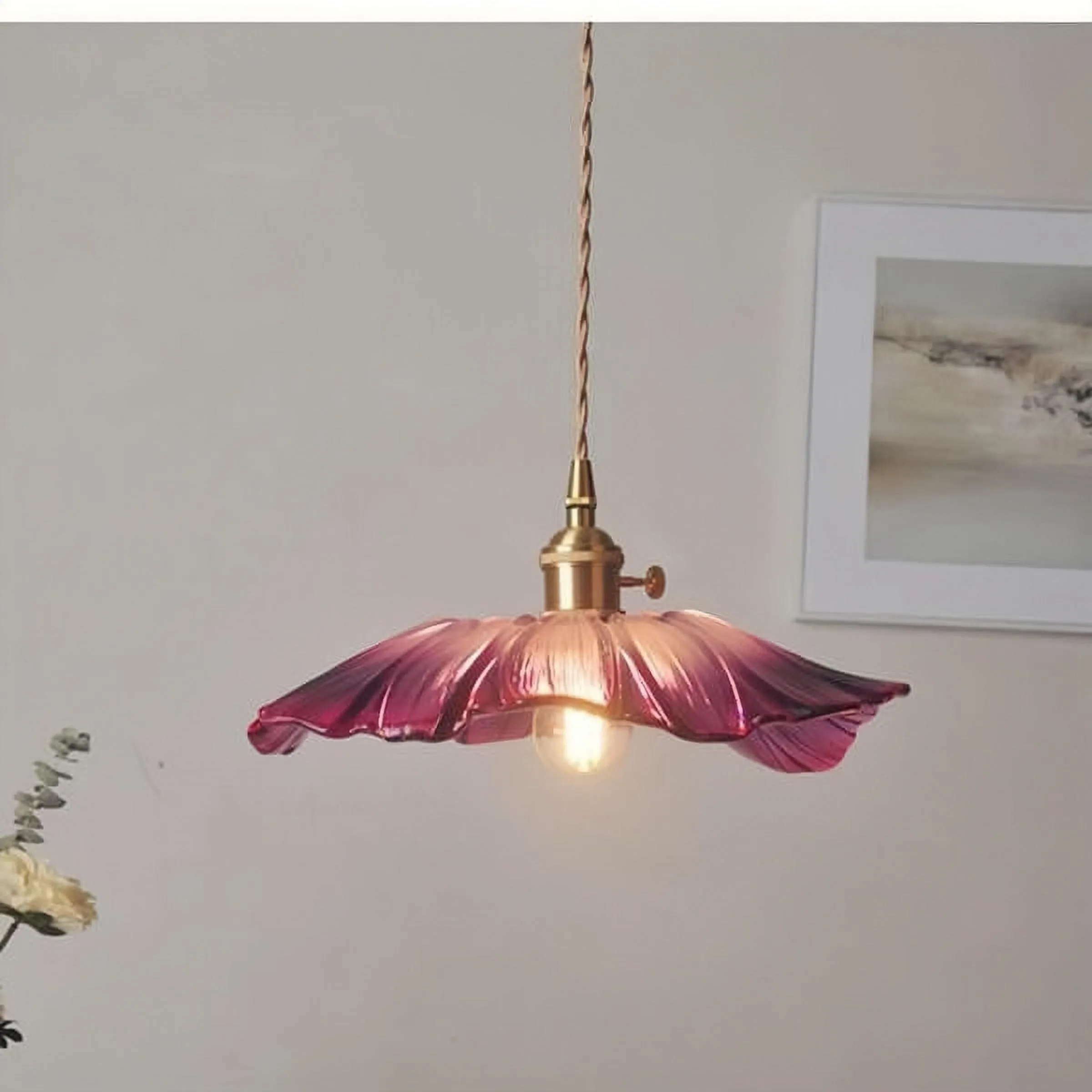 Tiffany Lotus Glass Pendant Light for Living Room S08