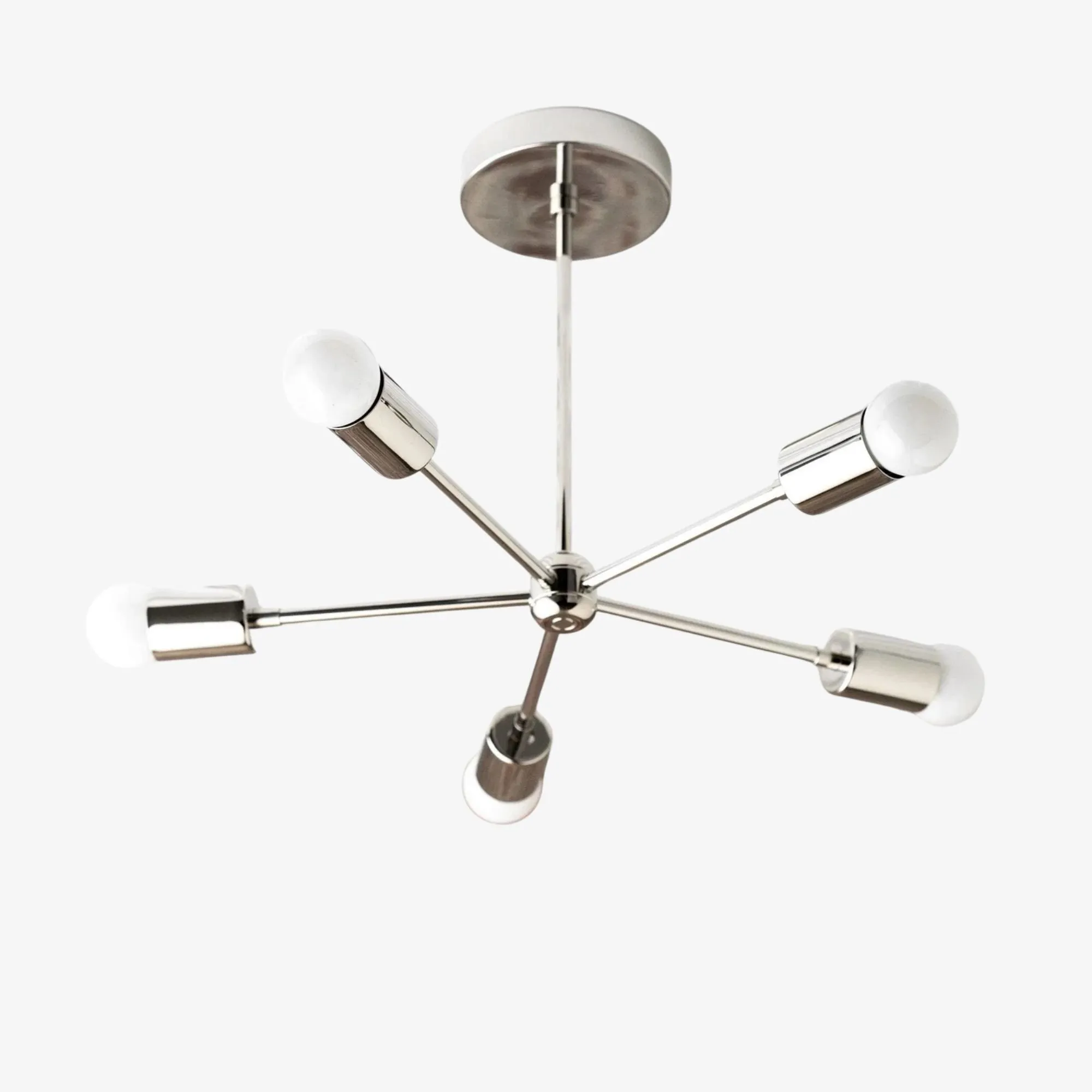 Mobilux Line Mid Century Gold Sputnik Chandelier - Geometric Brass Fixture T325