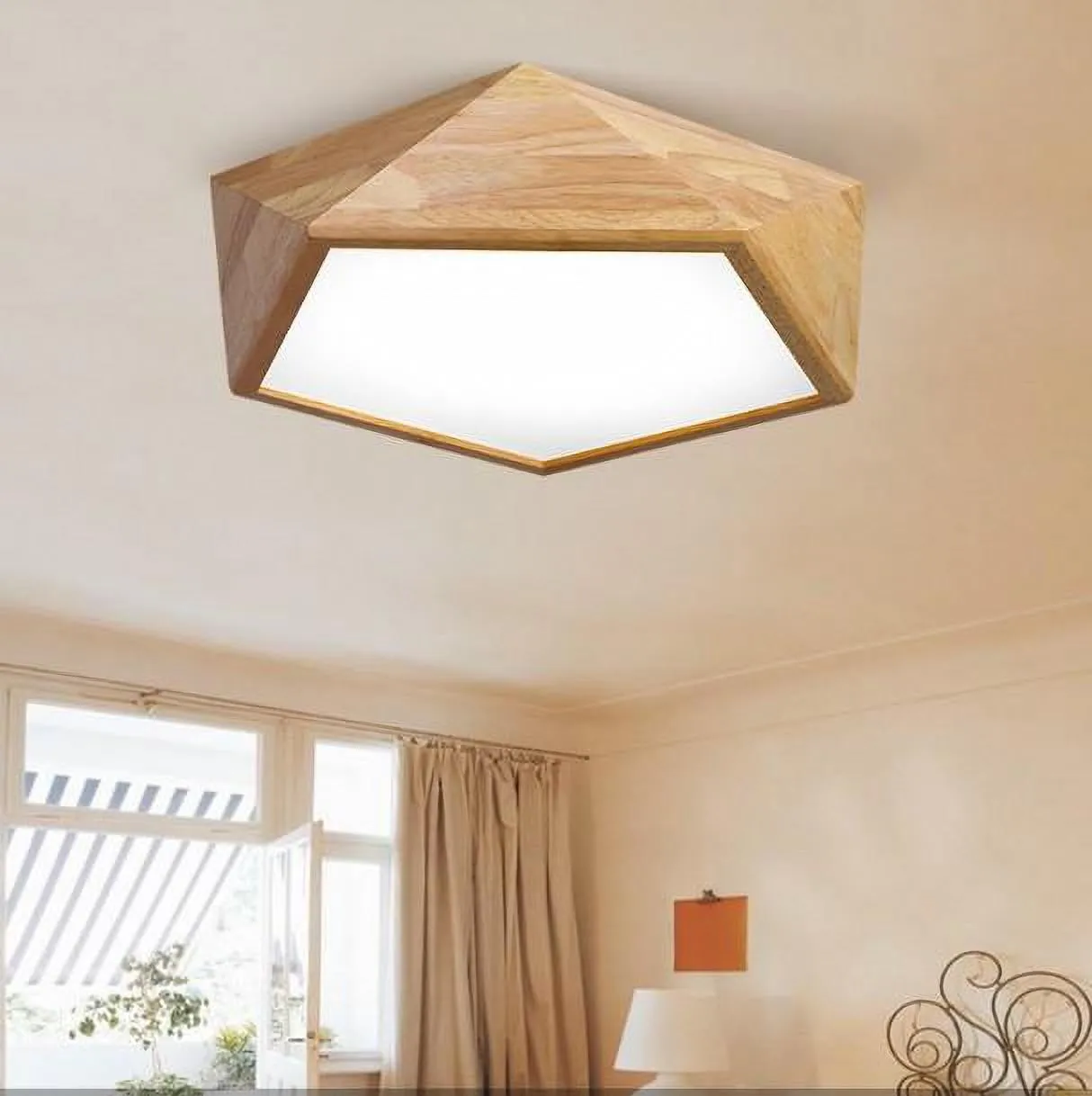 LEXA Geometric LED Ceiling Light in Wood