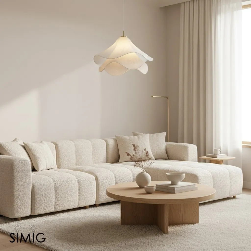 Ethereal Bloom Flower Pendant Light - Elegant White Fabric Pendant Light T087