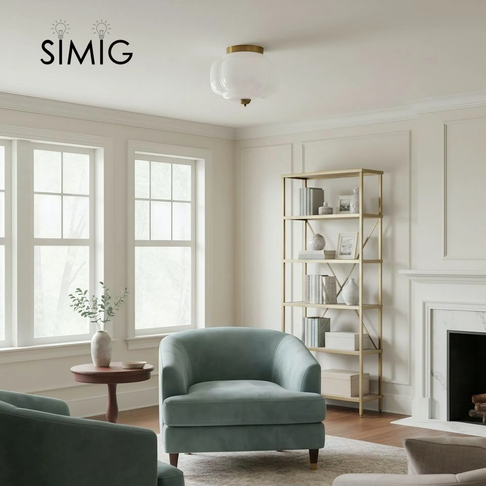 Eloise Ceiling Light - Elegant Retro Brass Ceiling Light for Living Room G55