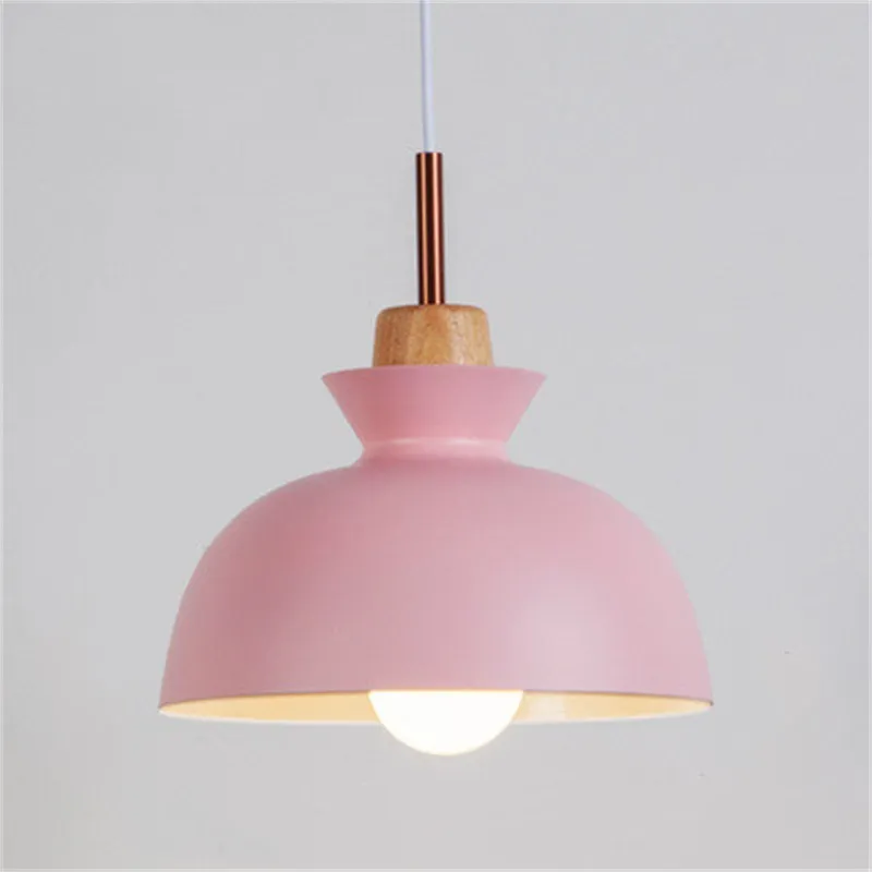 MULTI Scandinavian Metal Wood Macaroon Pendant Light for Bedroom S32