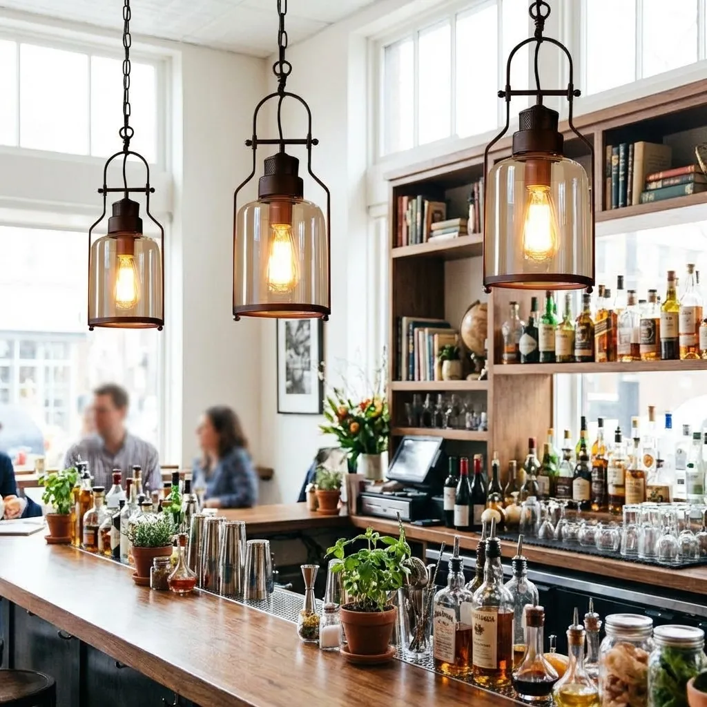 Lirra Vintage Iron Glass Pendant Lamp - Industrial Style Ceiling Lamp for Bars and Homes U20
