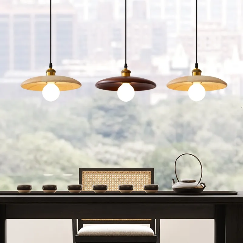 Japanese Wabi-Sabi Wooden Pendant Light S06