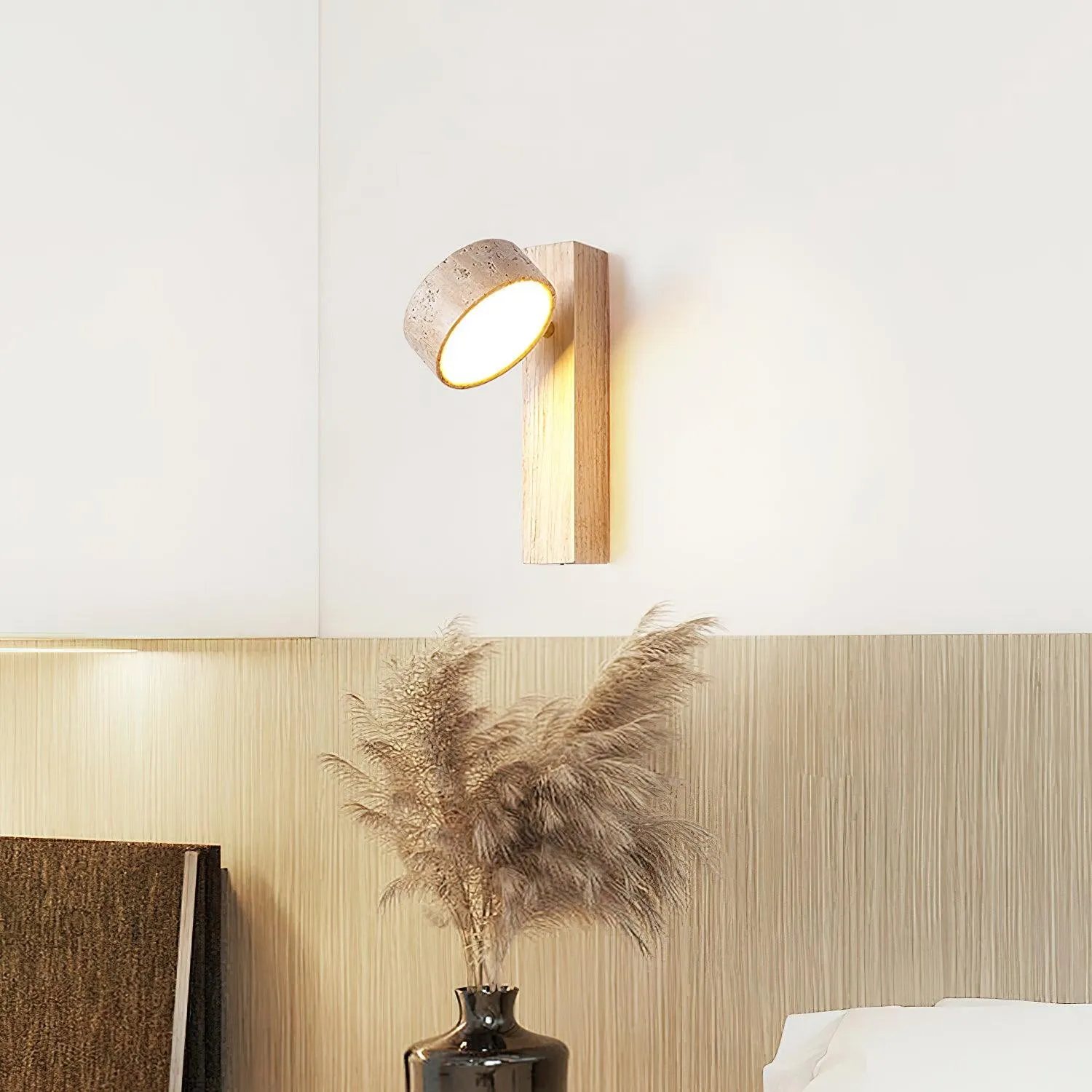 Travertine Cylinder Shade Lamp - Vintage Wall Sconce for Hallway M13
