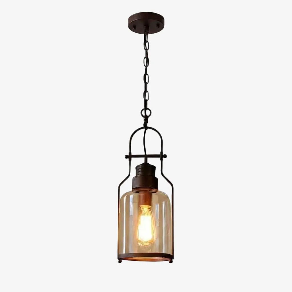 Lirra Vintage Iron Glass Pendant Lamp - Industrial Style Ceiling Lamp for Bars and Homes U20