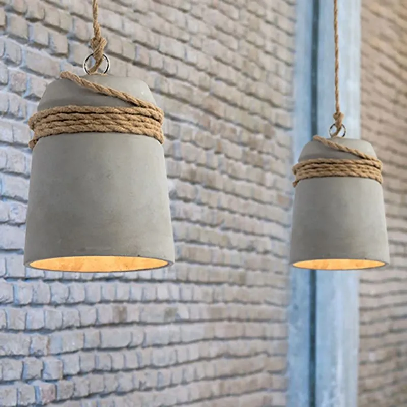 Nordic Cement Hemp Rope Pendant Lamp G74