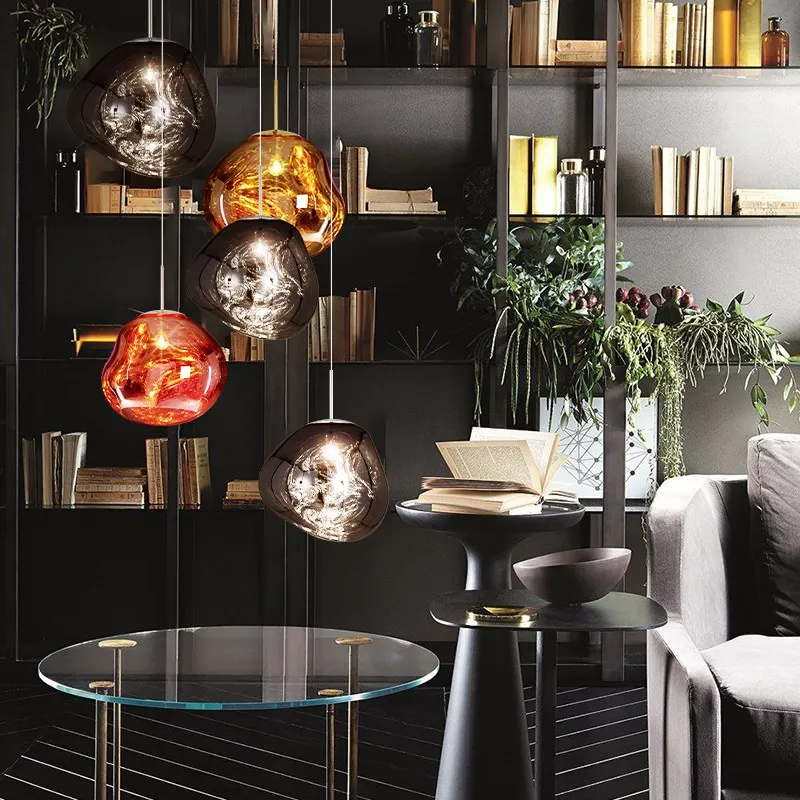 Glass Dynamic Pendant Light - Artistic Metallic Glow Pendant for Dining Area S54