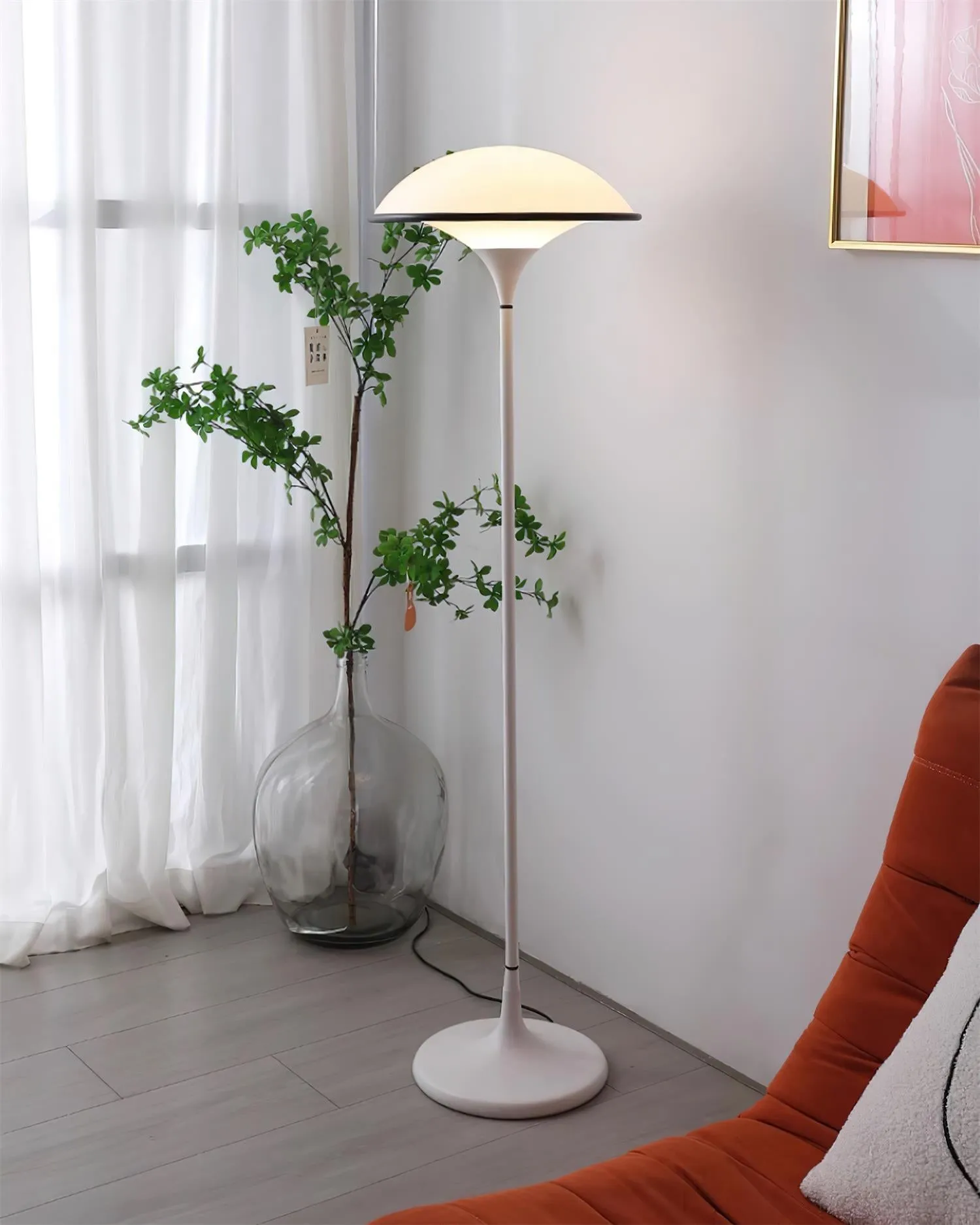 Danish Retro White Flying Saucer Floor Lamp M278