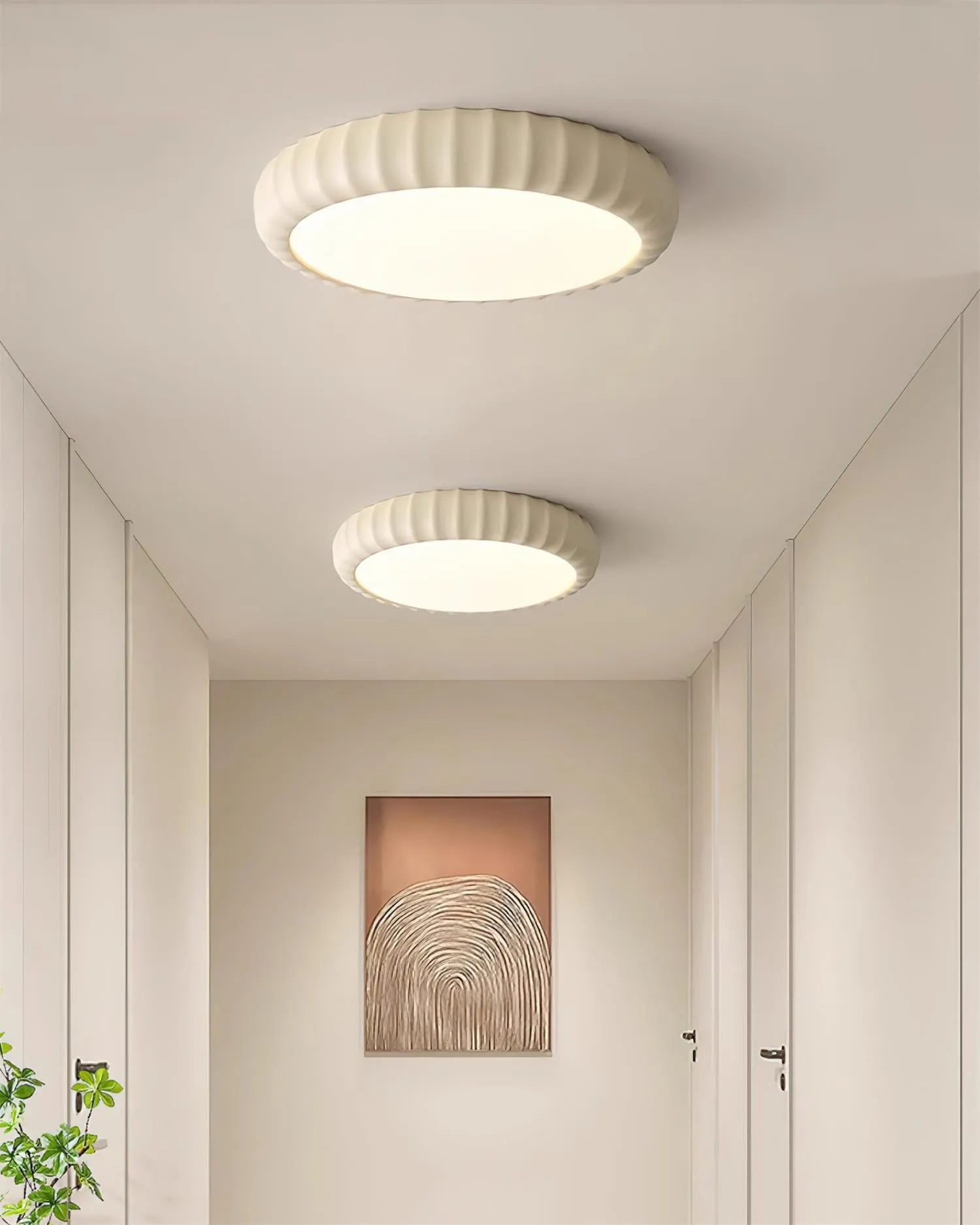 Simple Cream Style Wave Round Ceiling Light M145