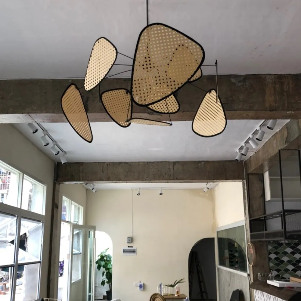 Screen Cannage Pendant Light - Woven Rattan Design for Living Room
