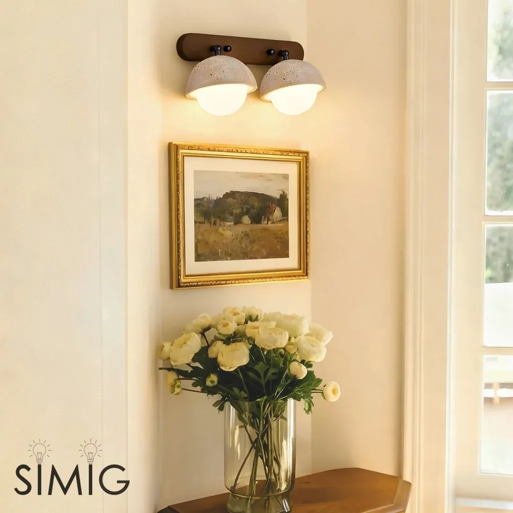 Natural Travertine Wall Sconce – Minimalist Globe Lamp for Hallway S411