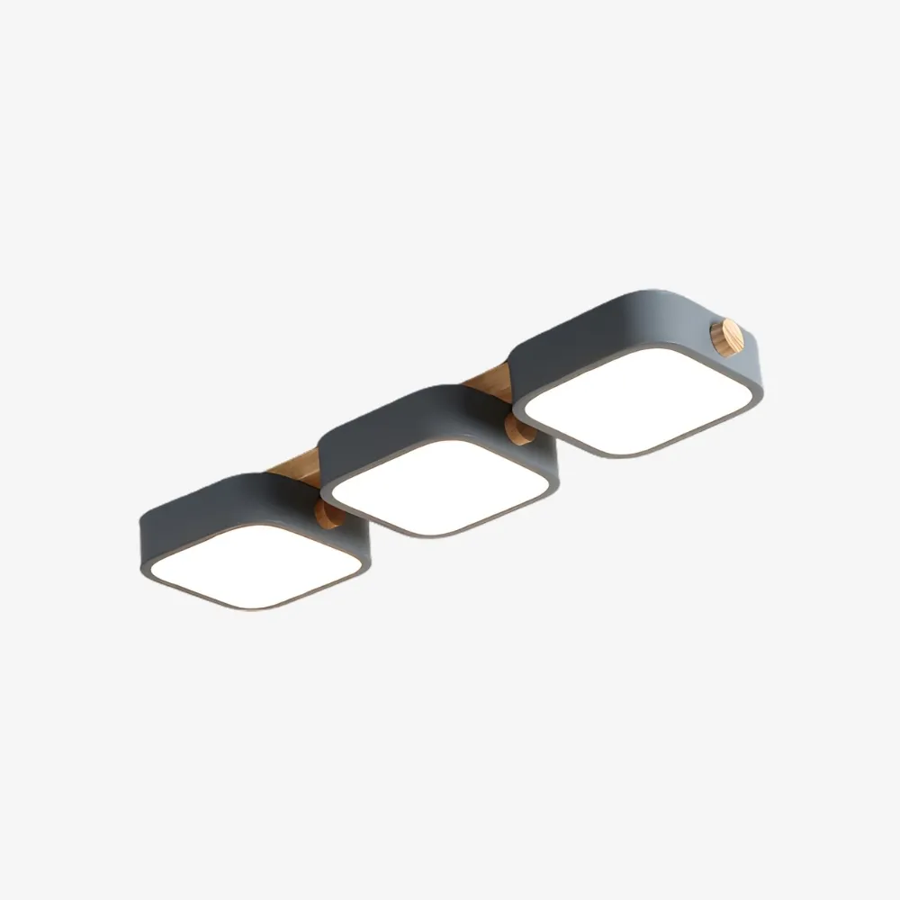 Modern LED Ceiling Lamp - Square Wood Block Design for Kitchen or Living Room S383