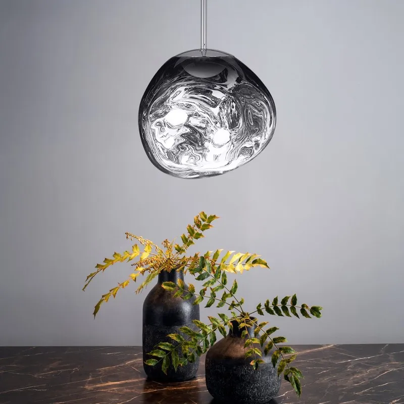Glass Dynamic Pendant Light - Artistic Metallic Glow Pendant for Dining Area S54