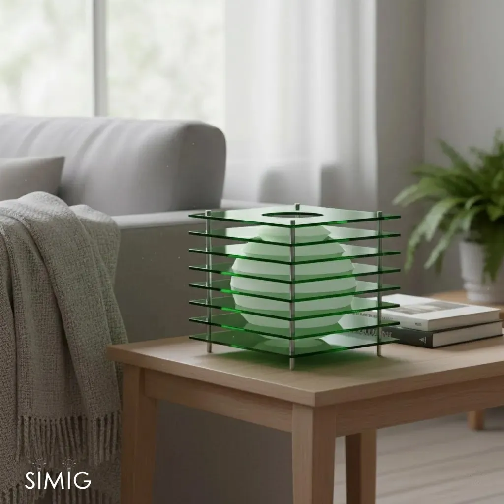 Geometric Moon Cube Lamp – Atmospheric luminous sphere S252