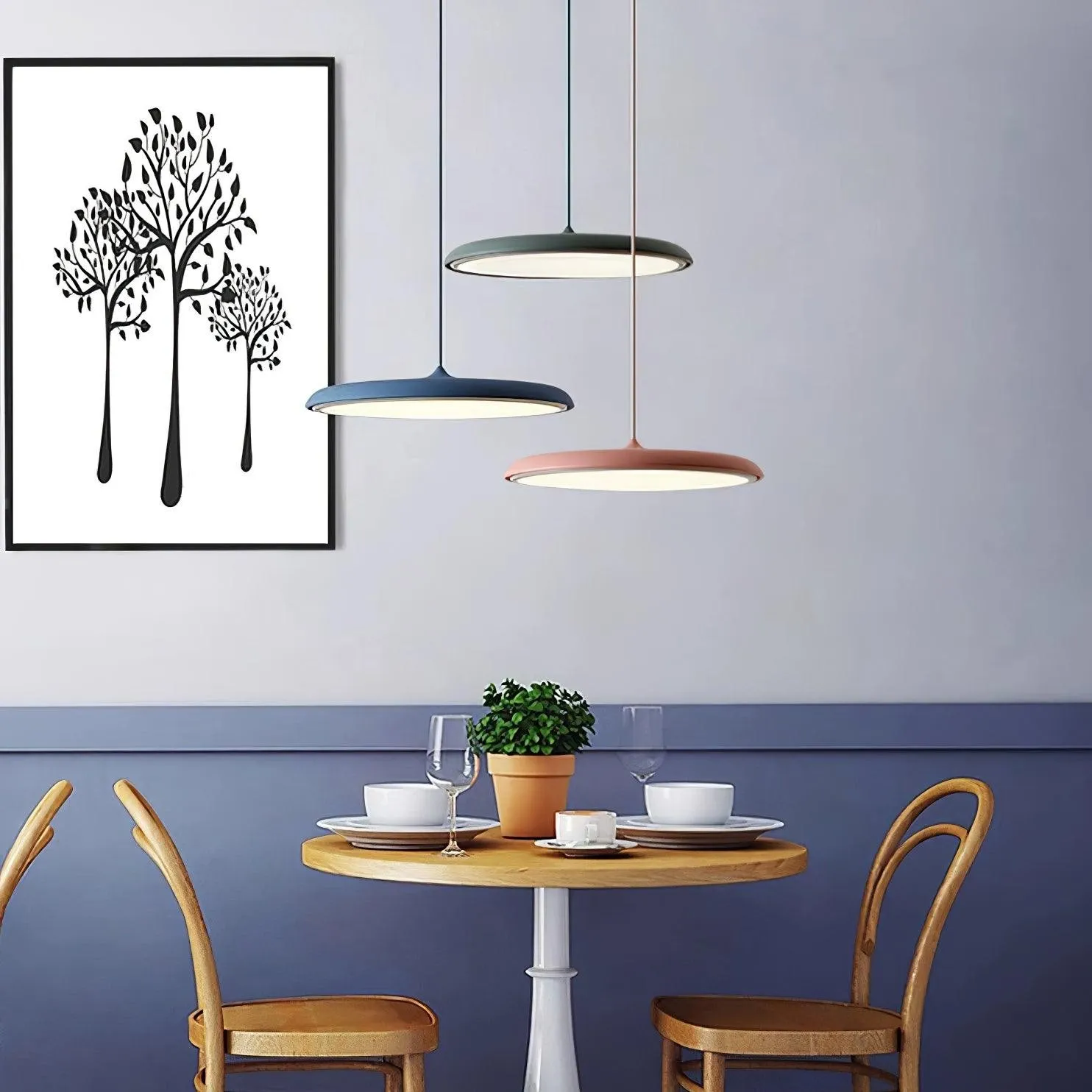 Modern Metal Saucer Pendant Light – Slim Design with LED Lighting M45