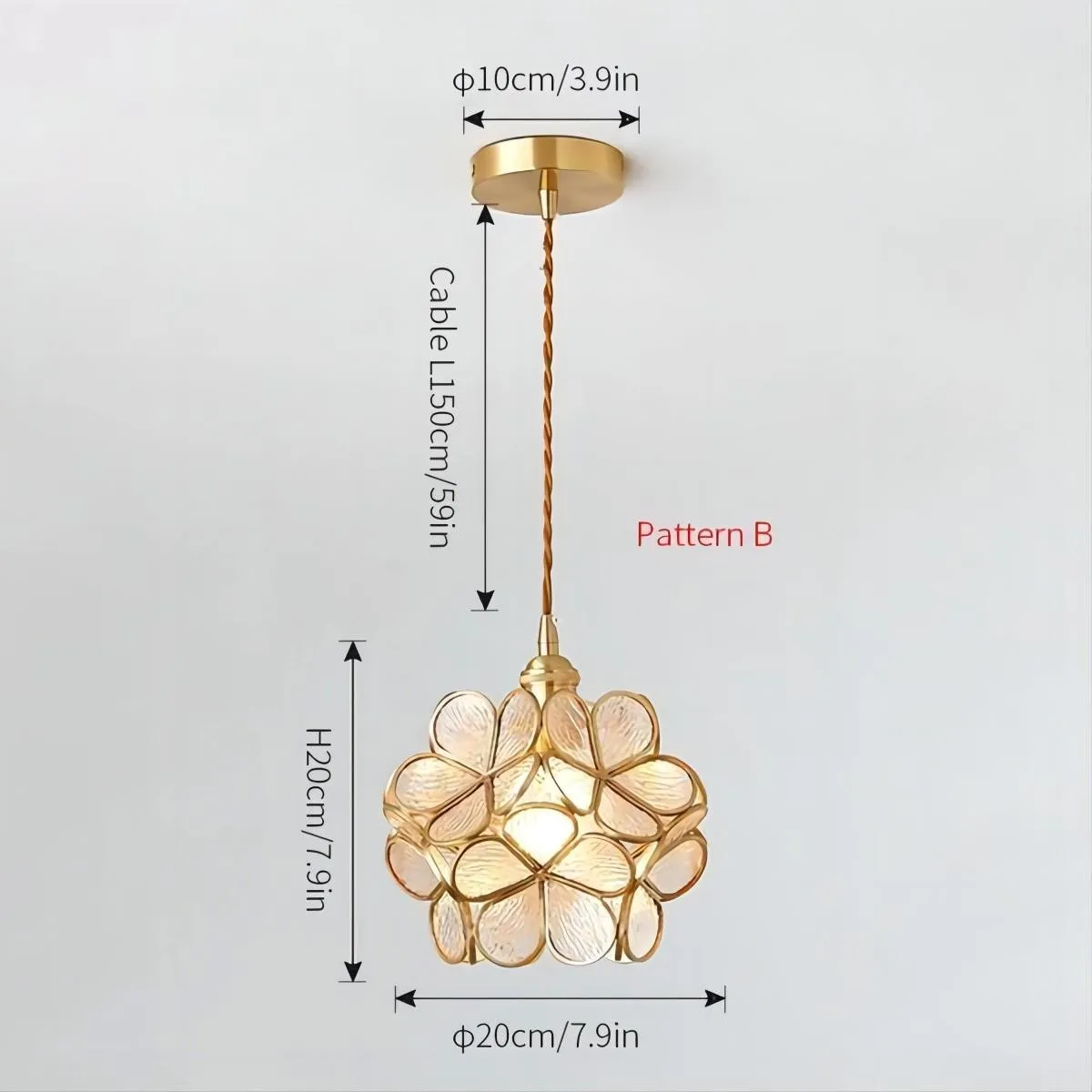 Nordic Brass Flower Petal Glass Pendant Light S10