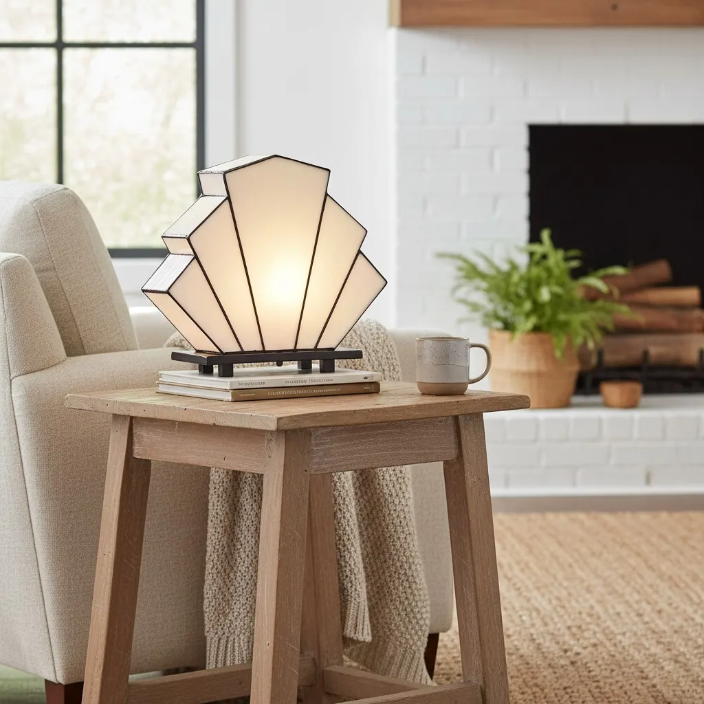 Kelsar Classic Stained Glass Table Lamp - Hand Cut Stained Glass Art Deco Table Lamp for Living Room or Bedroom T822