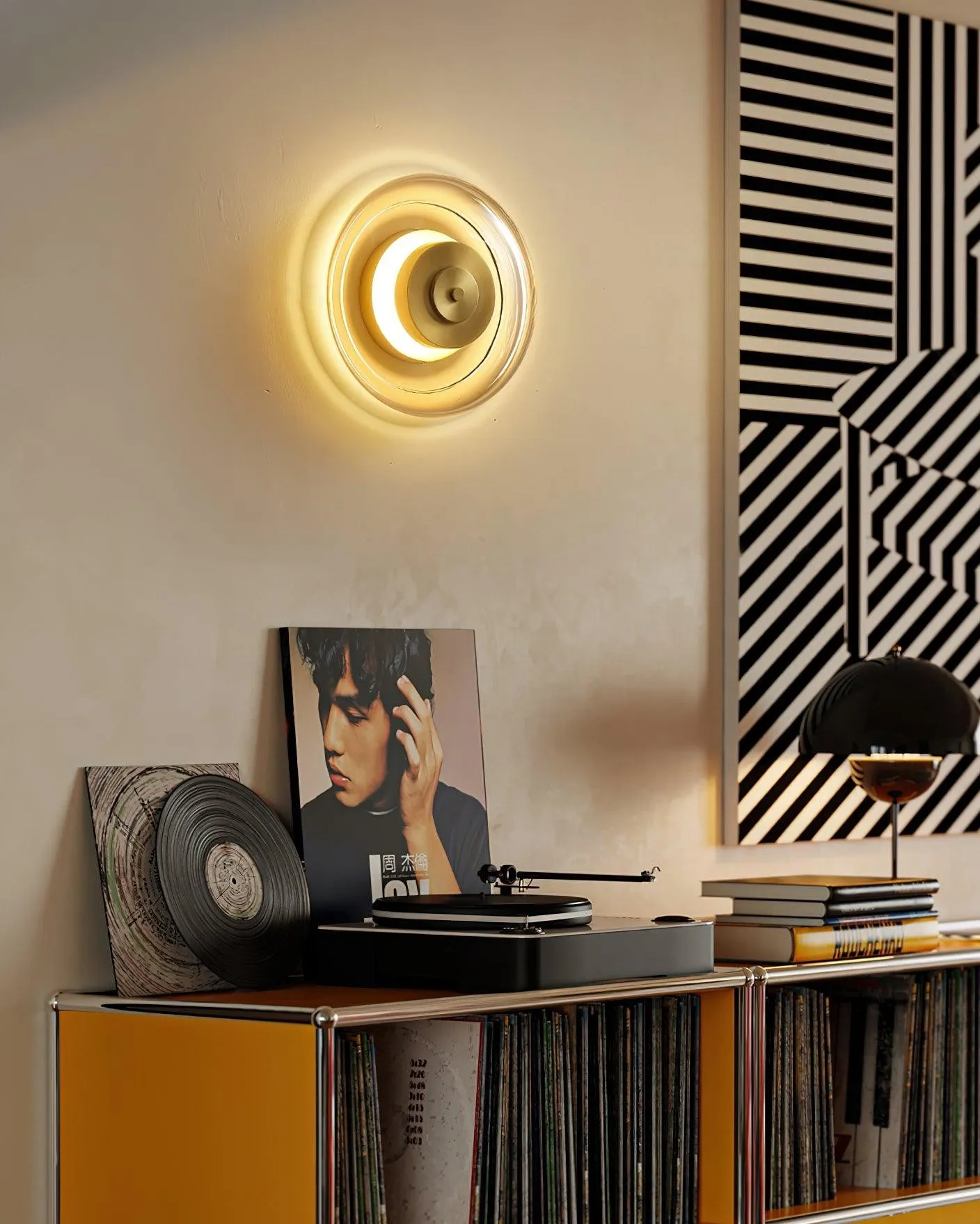 Postmodern Brass Glass Wall Lamp M112