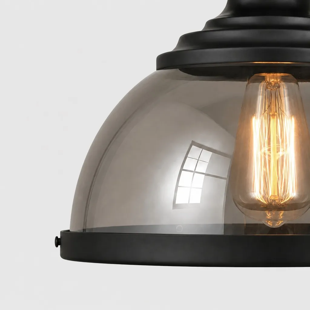 Ivoran Industrial Metal Smoky Glass Pendant Lamp - Suitable for Kitchen Island T2245
