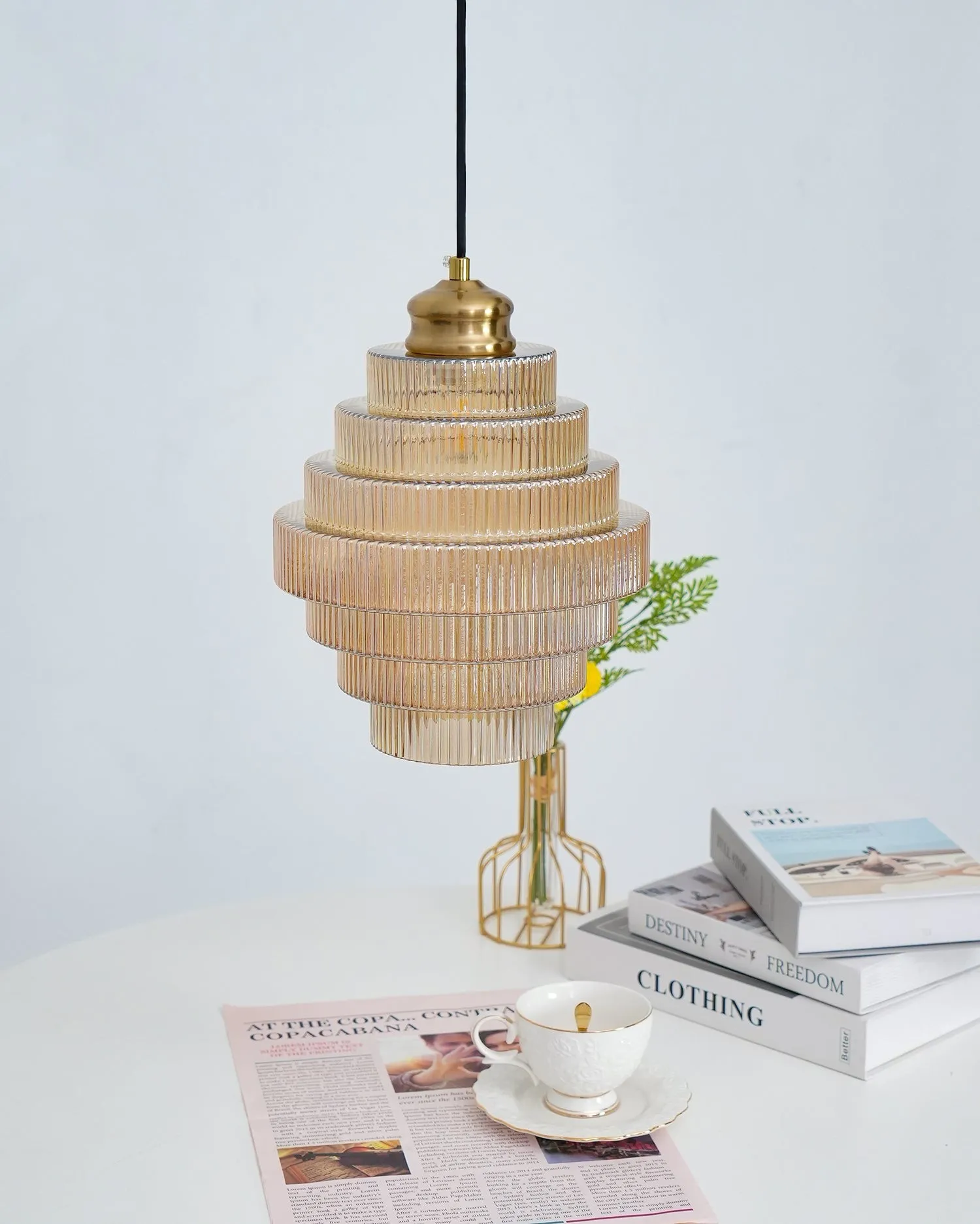 Modern Creative Pleated Design Glass Pendant Lamp M48